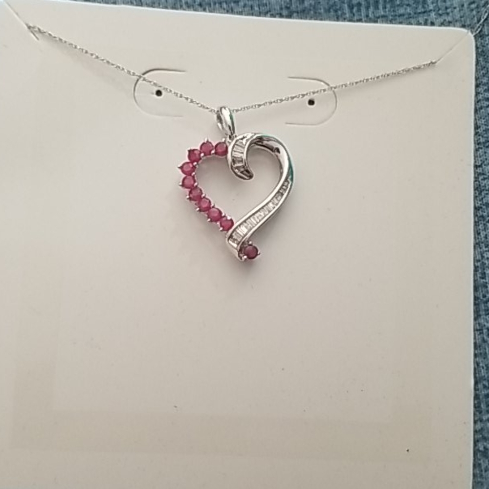 Ruby and diamond heart pendant